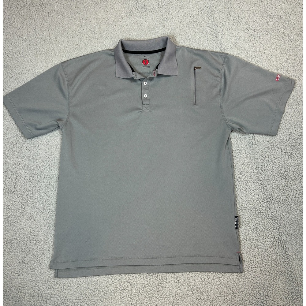 Scottevest Tec Polo Shirt Men Size L Gray Short Sleeve Short Sleeve Casual